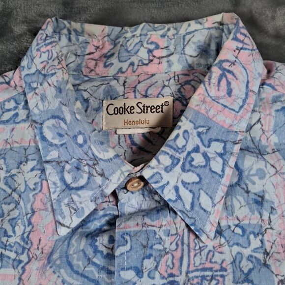 Cooke Street Honolulu Hawaiian Shirt Blue Pink Floral XL? Cotton - Picture 2 of 13